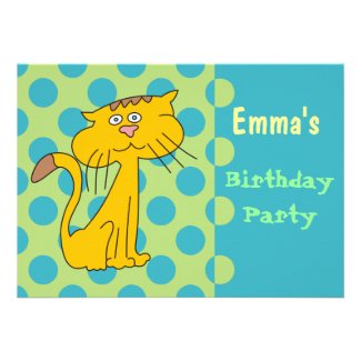 Kitty Cat Kids Birthday Party Invitations