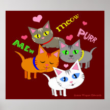Kitty Cat Love Art Poster Print 2