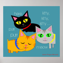 Kitty Cat Love Art Poster Print 3