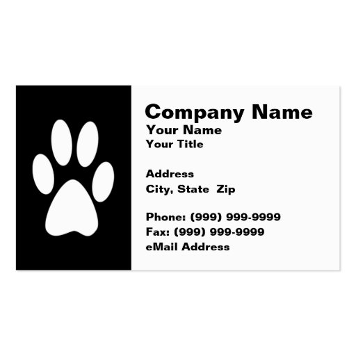 Kitty Cat Paw Print Business Card Template