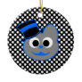 Kitty Cat Top Hat Blue - Gray Christmas Tree Ornaments