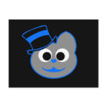 Kitty Cat Top Hat Blue - Gray Postcard