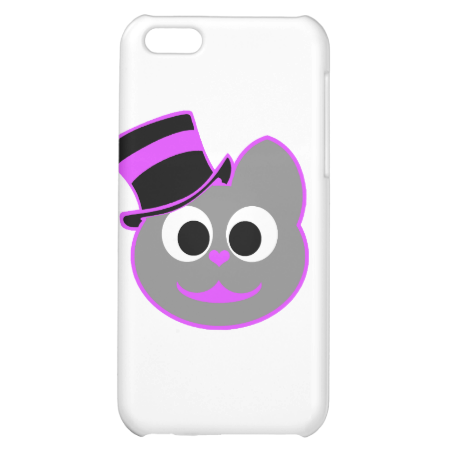 Kitty Cat Top Hat Purple - Gray iPhone 5C Cover