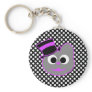 Kitty Cat Top Hat Purple - Gray Key Chains