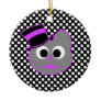 Kitty Cat Top Hat Purple - Gray Christmas Tree Ornaments