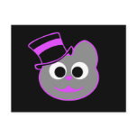 Kitty Cat Top Hat Purple - Gray Postcard