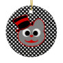 Kitty Cat Top Hat Red - Gray Christmas Ornaments