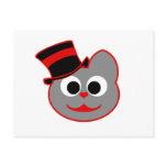Kitty Cat Top Hat Red - Gray Postcards