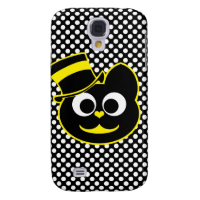 Kitty Cat Top Hat Yellow Galaxy S4 Case