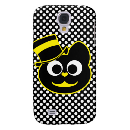 Kitty Cat Top Hat Yellow Galaxy S4 Case