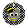 Kitty Cat Top Hat Yellow - Gray Christmas Ornaments