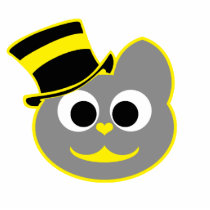 Kitty Cat Top Hat Yellow - Gray Photo Sculptures