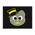 Kitty Cat Top Hat Yellow - Gray Postcards