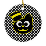 Kitty Cat Top Hat Yellow Christmas Tree Ornament