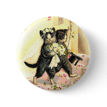 Kitty Cat Wedding Pinback Buttons