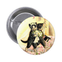 Kitty Cat Wedding Pinback Buttons