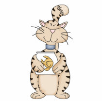 Kitty Cat with Goldfish Ornament photo sculptures
