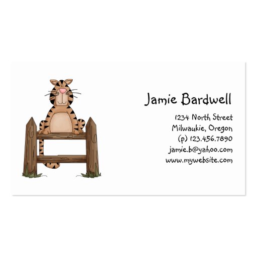 Kitty Cats · Tabby Cat on Fence Business Card Template