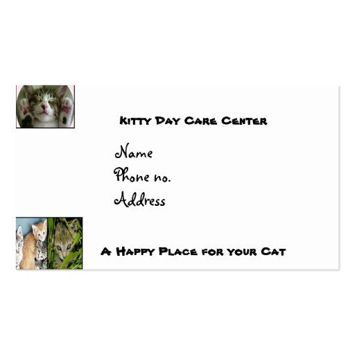 Kitty day care Business Card (back side)