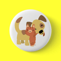 Kitty & Doggy cartoon button badge by Lioness_Graphics Kitty & Doggy cartoon button badge
