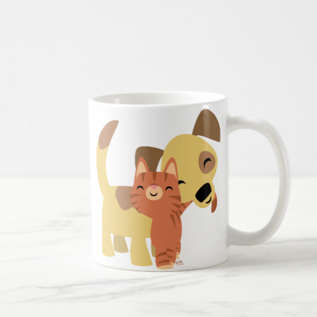Kitty & Doggy cartoon mug