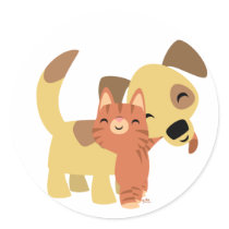 Kitty & Doggy cartoon sticker