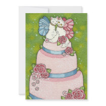 Kitty Fairy Wedding Cake Topper Invitation invitations