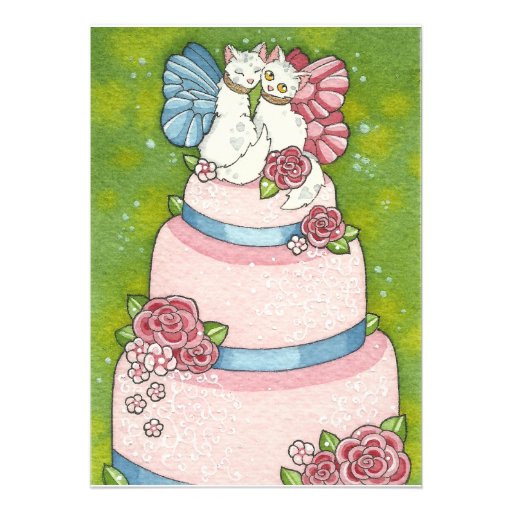 Kitty Fairy Wedding Cake Topper Invitation