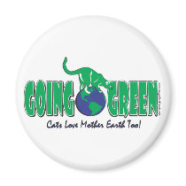 KITTY-GOING-GREEN magnets by knudsonstudios KITTY-GOING-GREEN magnets