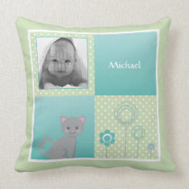 Kitty - green pillow pillows