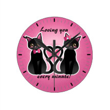 Kitty heart - charcoal ver - clock