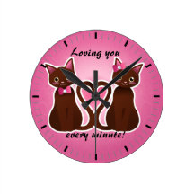 Kitty heart - chocolate ver - clock