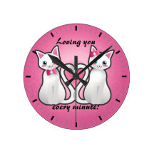 Kitty heart - silver ver - clock