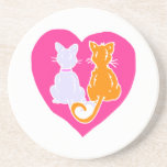 Kitty Hearts Beverage Coasters