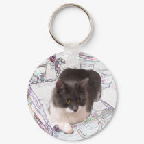 Kitty In Fairy Land Still Life with Picnic Basket keychains by Jakestuff Kitty In Fairy Land Still Life with Picnic Basket keychains