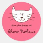Kitty in Pink bookplates Round Sticker