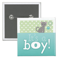 Kitty "It's a boy" green pin's buttons