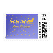 Kitty Kat Christmas Sled Postage stamps