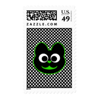 Kitty Kat Green Postage Stamps