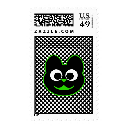 Kitty Kat Green Postage Stamps