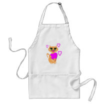 Kitty Kat With Heart Products Apron