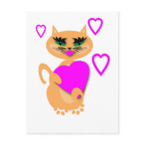 Kitty Kat With Heart Products Postcards
