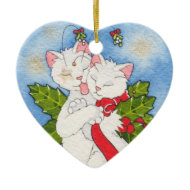 Kitty Kiss heart ornament