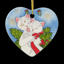 Kitty Kiss heart ornament