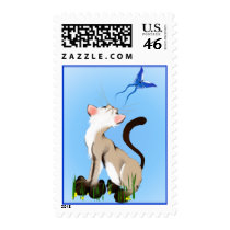 Kitty Looking At A Butterfly Postage postage