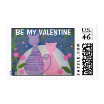 Kitty Love Valentine - Postage Stamps