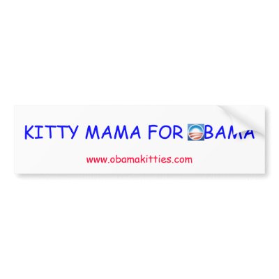 KITTY MAMA FOR OBAMA BUMPER STICKERS by darthdialup