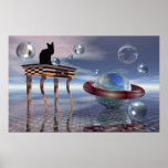 Kitty meets an alien cat print