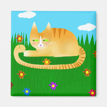 KITTY PICKING FLOWERS FRIDGE MAGNETS