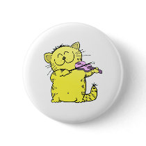 Kitty Play Violin Pinback Buttons